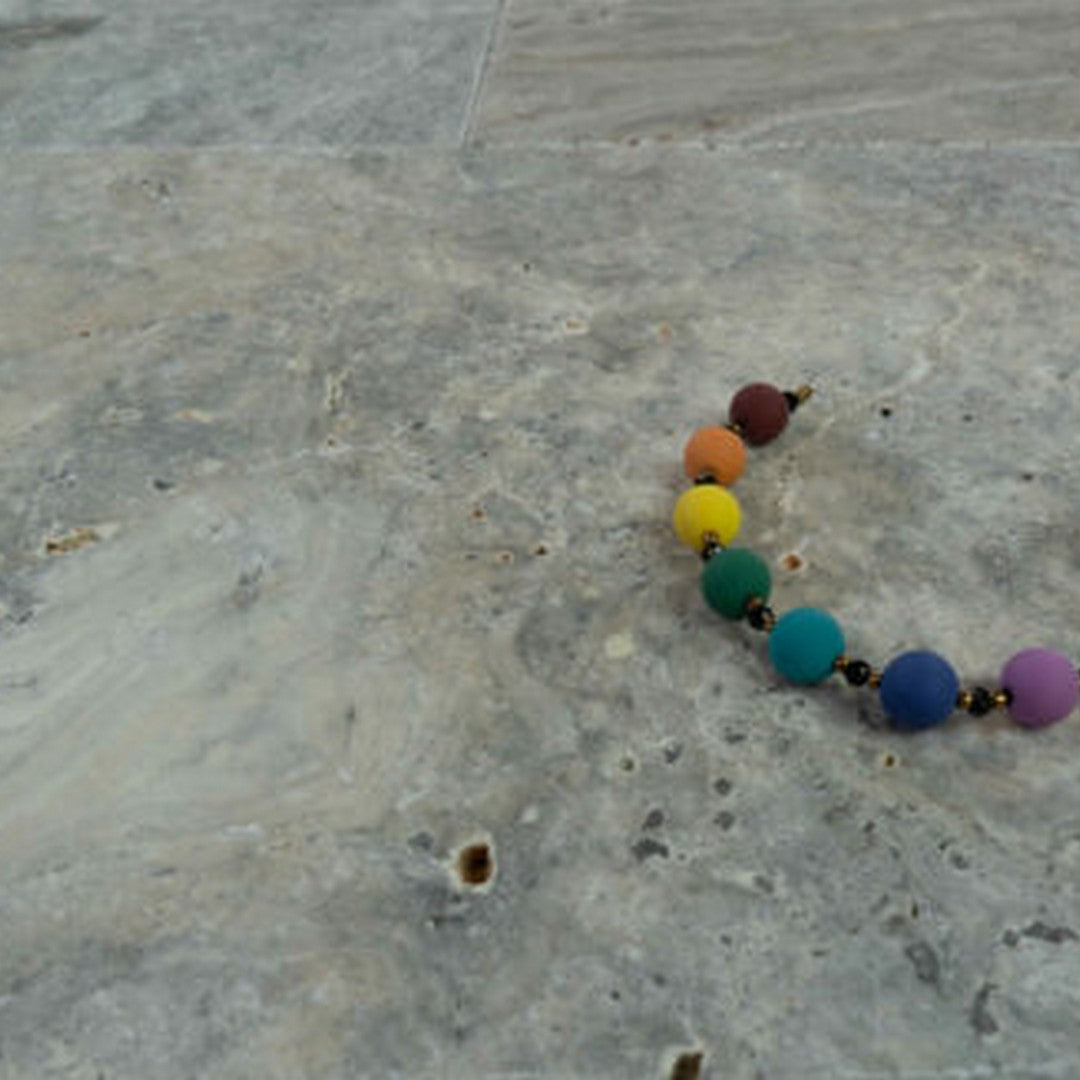 Keystone Nordic Silver Tumbled Travertine Versailles Pattern Tile-Nordic Silver