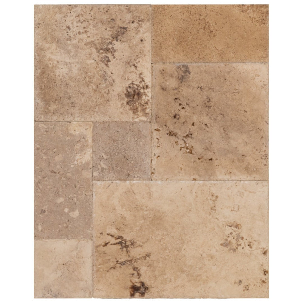 Keystone Tuscany Rustic Chiseled Brushed Travertine Versailles Pattern Tile