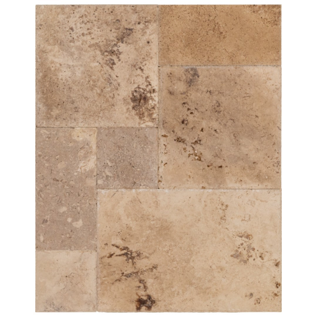 Keystone Tuscany Rustic Chiseled Brushed Travertine Versailles Pattern Tile