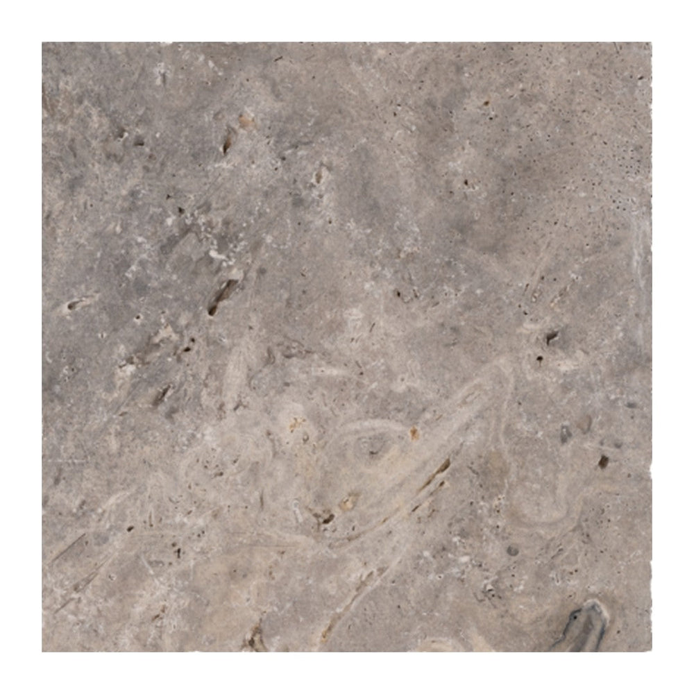 Keystone 12" x 12" Nordic Silver Tumbled Travertine Paver