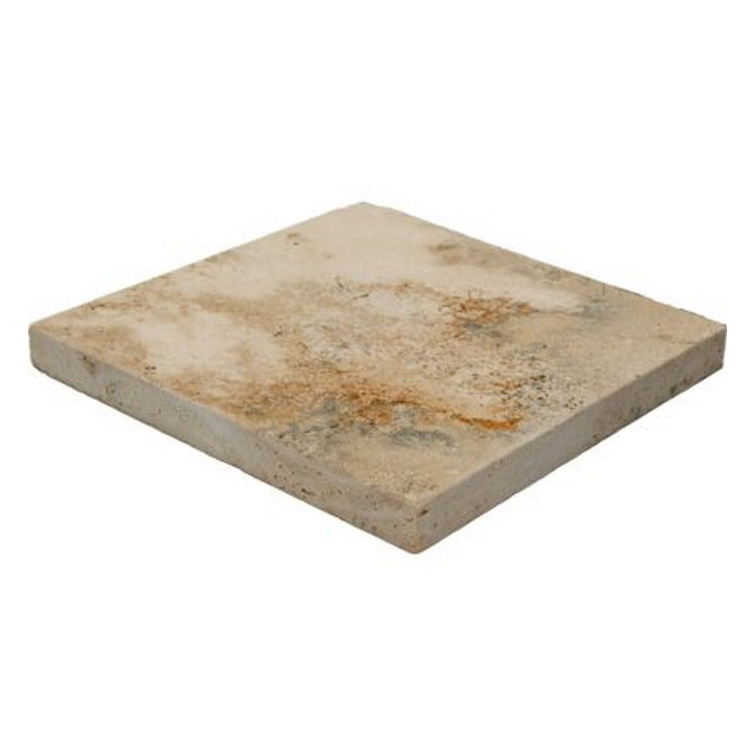 Keystone 16" x 16" Ivory Rustic Tumbled Travertine Paver-Ivory Rustic