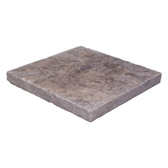 Keystone 16" x 16" Nordic Silver Tumbled Travertine Paver-Nordic Silver