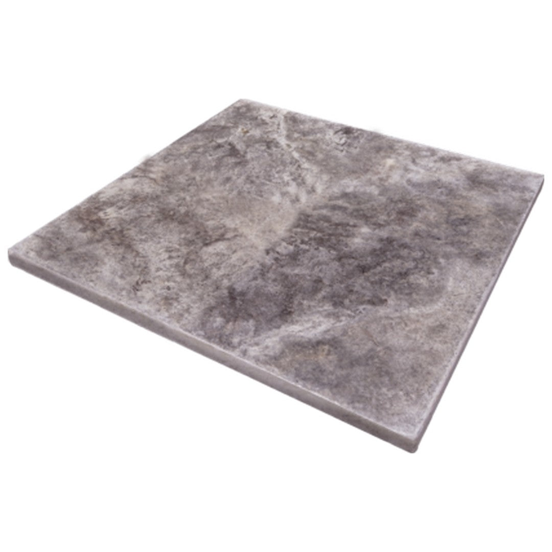 Keystone 24" x 24" Nordic Silver Tumbled Travertine Paver-Nordic Silver