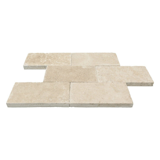 Keystone 6" x 12" Extra Light Tumbled Travertine Paver-Extra Light