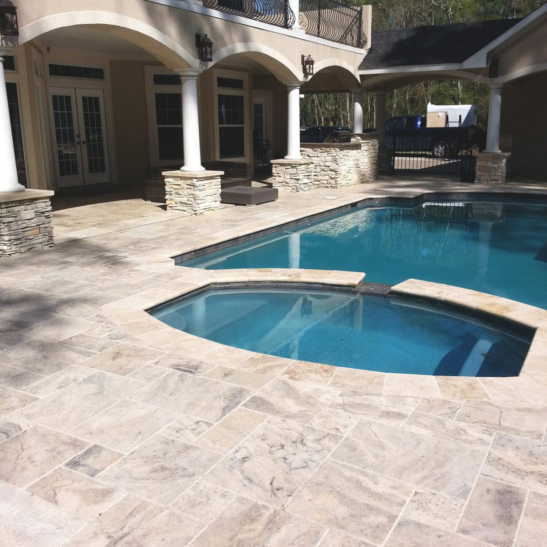 Keystone Colorado Tumbled Travertine Versailles Pattern Paver-Colorado