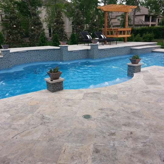 Keystone Nordic Silver Tumbled Travertine Versailles Pattern Paver-Nordic Silver