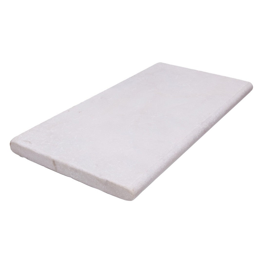 Keystone 12" x 24" Snow White Sandblasted Marble Bullnose Coping-Snow White