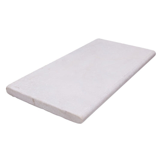Keystone 12" x 24" Snow White Sandblasted Marble Bullnose Coping-Snow White