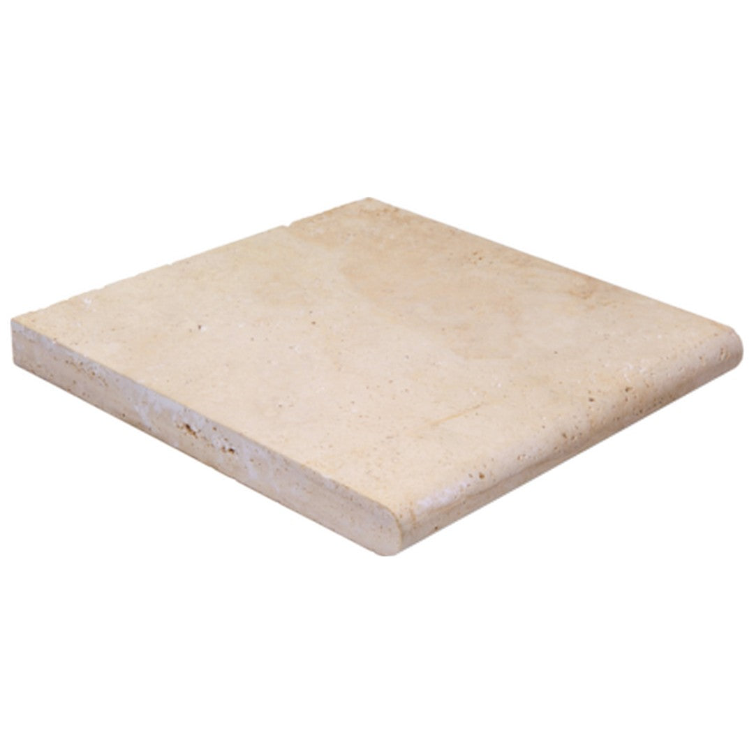 Keystone 12" x 12" Extra Light Travertine Bullnose Coping-Extra Light