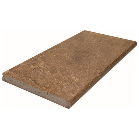 Keystone 12" x 24" American Chestnut Travertine Bullnose Coping-American Chestnut