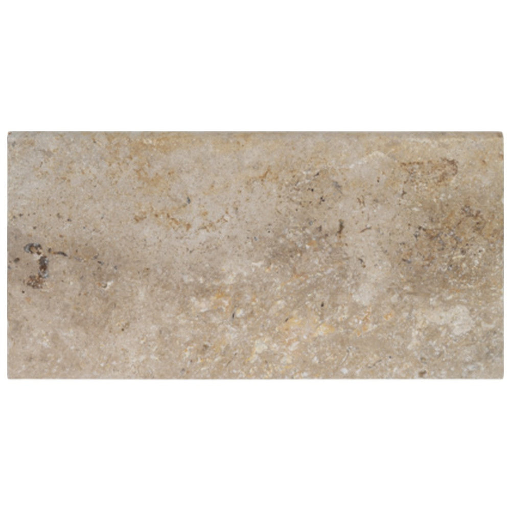 Keystone 12" x 24" Ivory Rustic Travertine Bullnose Coping