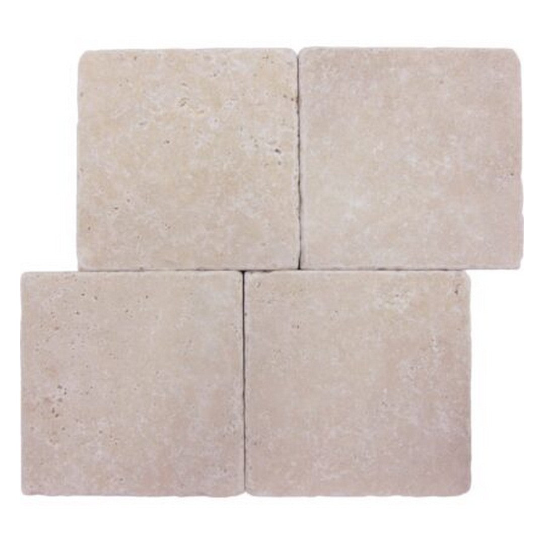 Keystone 12" x 12" Extra Light Tumbled Travertine Tile-Extra Light