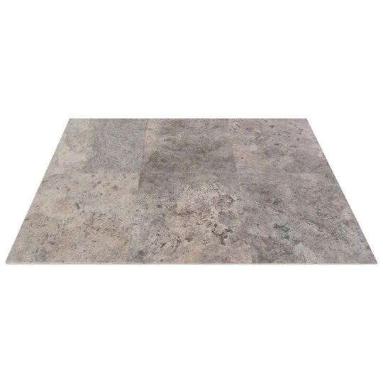 Keystone 12" x 12" Nordic Silver Honed Travertine Filled Tile-Nordic Silver