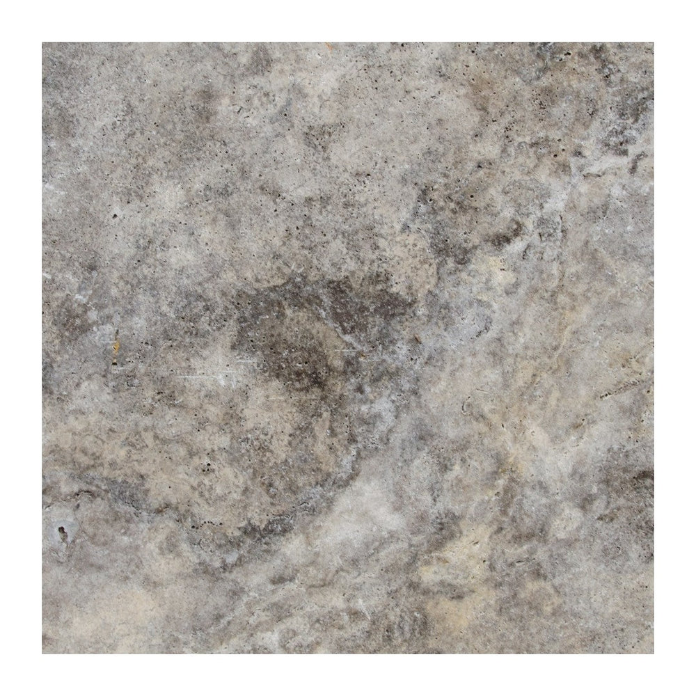 Keystone 12" x 12" Nordic Silver Tumbled Travertine Tile
