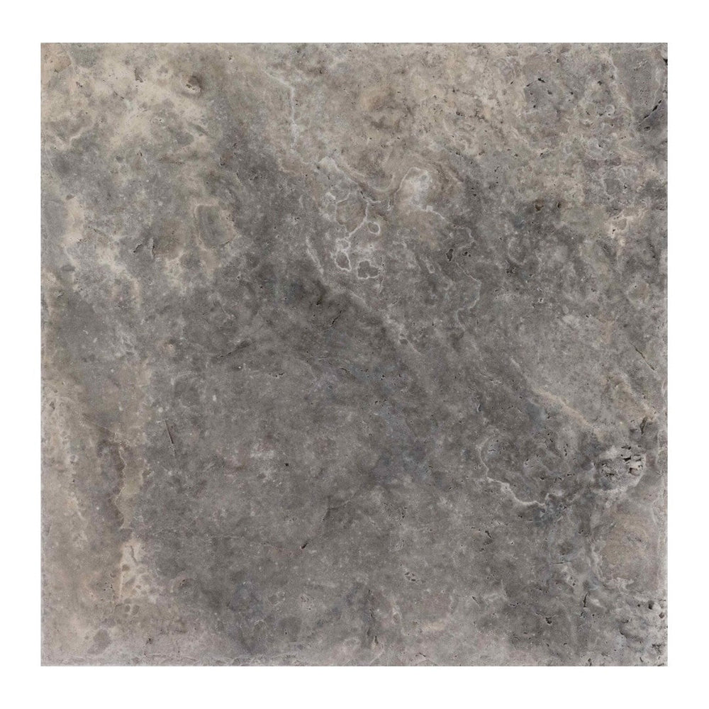 Keystone 16" x 16" Nordic Silver Chiseled Brushed Travertine Tile