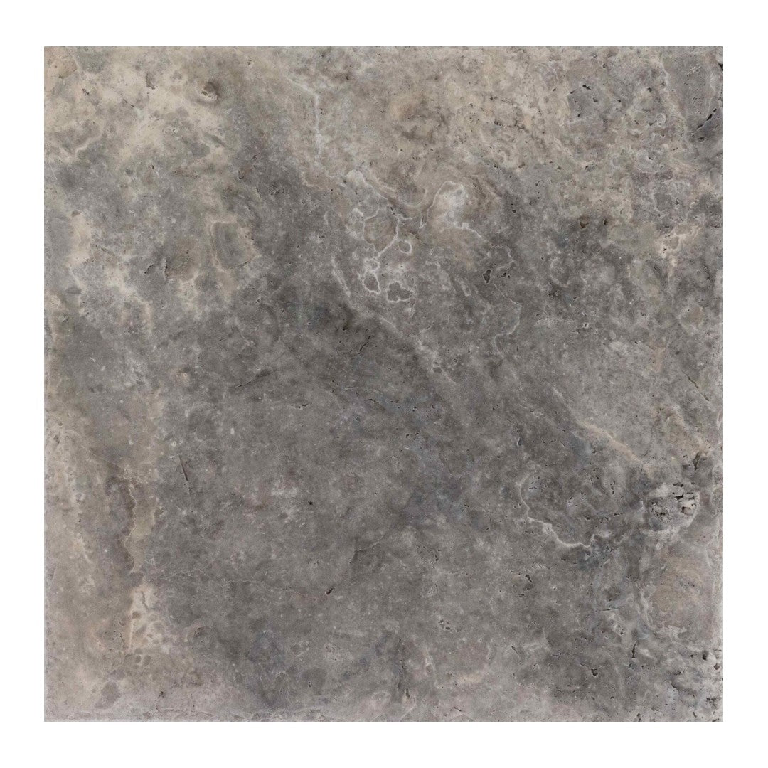 Keystone 16" x 16" Nordic Silver Chiseled Brushed Travertine Tile