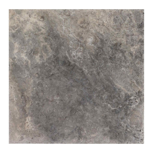 Keystone 16" x 16" Nordic Silver Chiseled Brushed Travertine Tile