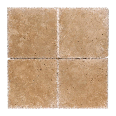 Keystone 16" x 16" Ivory Light Chiseled Brushed Travertine Tile