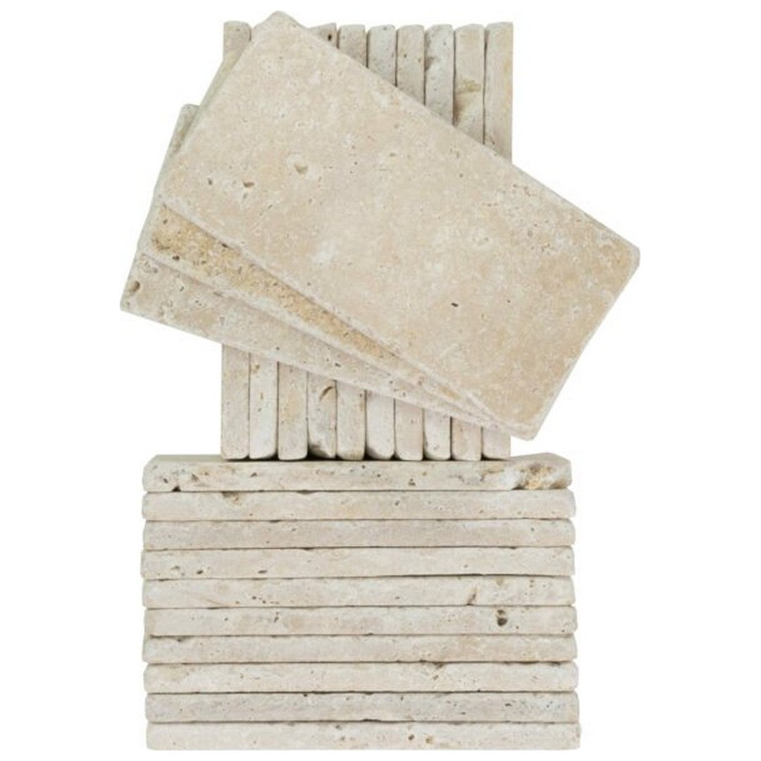 Keystone 3" x 6" Extra Light Tumbled Travertine Tile-Extra Light