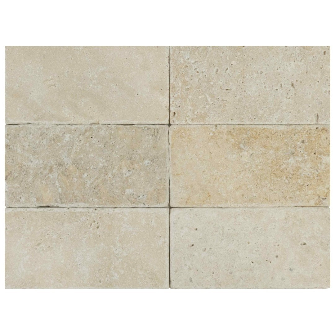Keystone 3" x 6" Extra Light Tumbled Travertine Tile