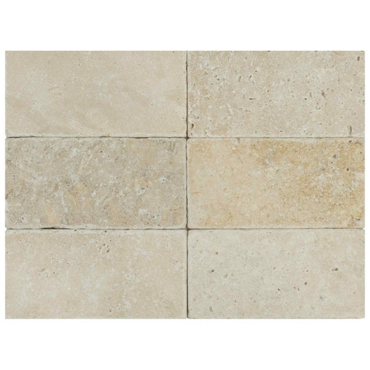 Keystone 3" x 6" Extra Light Tumbled Travertine Tile