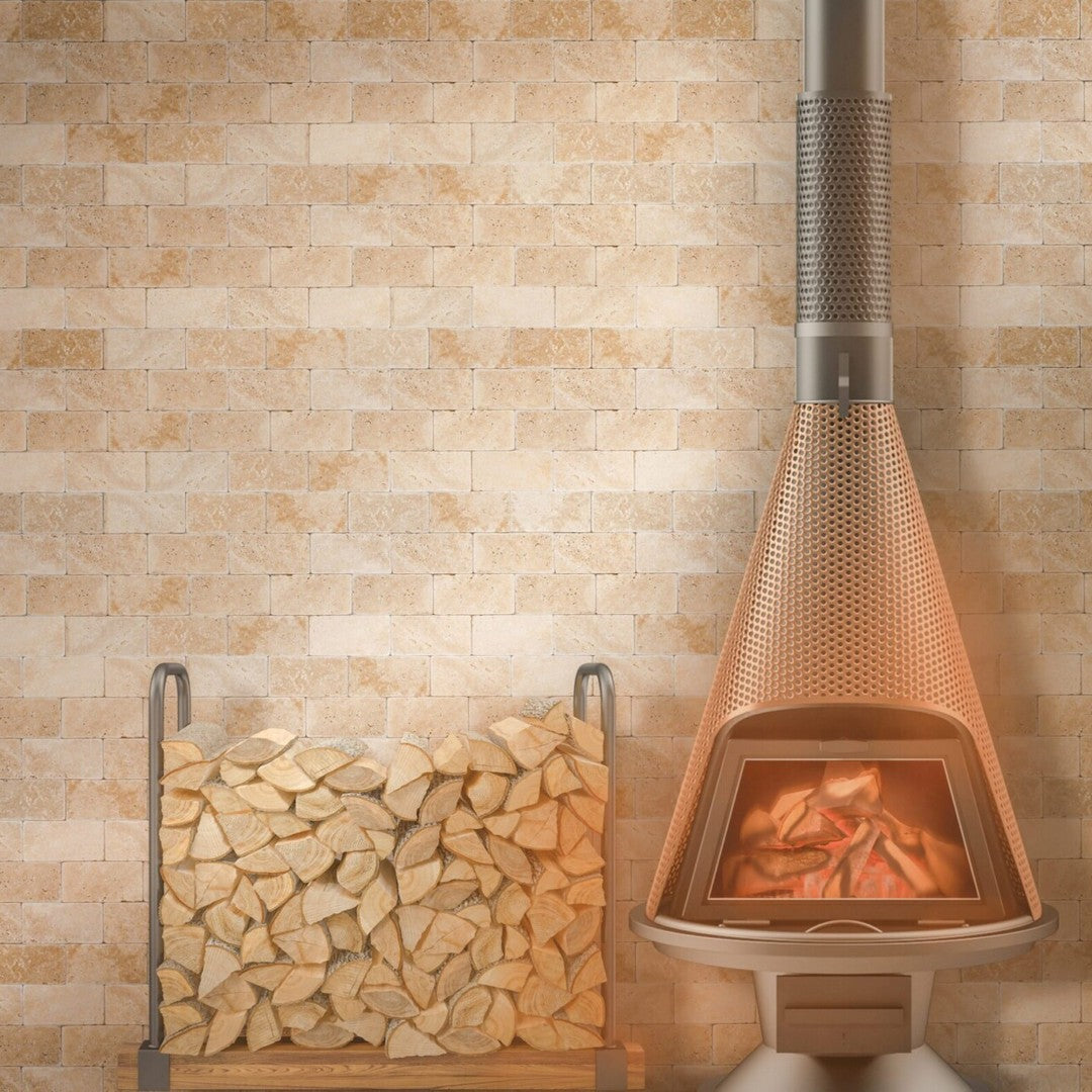 Keystone 3" x 6" Ivory Light Tumbled Travertine Tile-Ivory Light