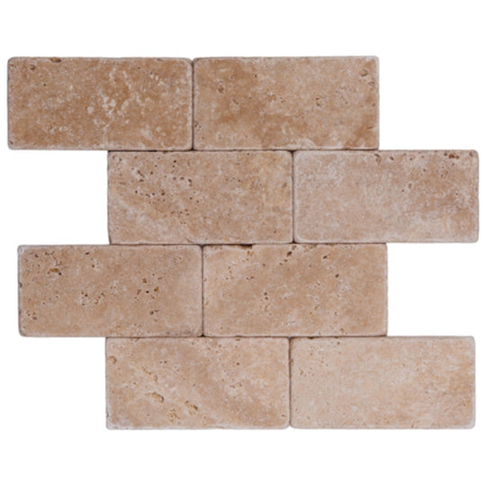Keystone 3" x 6" Ivory Light Tumbled Travertine Tile