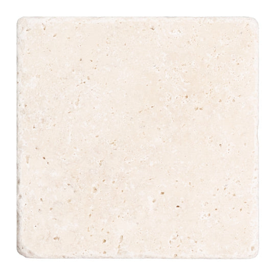Keystone 4" x 4" Extra Light Tumbled Travertine Tile