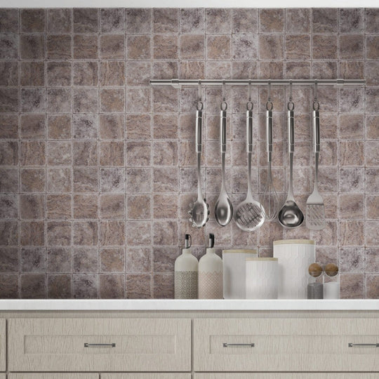 Keystone 4" x 4" Nordic Silver Tumbled Travertine Tile-Nordic Silver