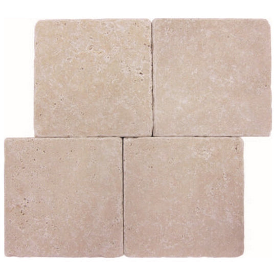 Keystone 6" x 6" Extra Light Tumbled Travertine Tile-Extra Light