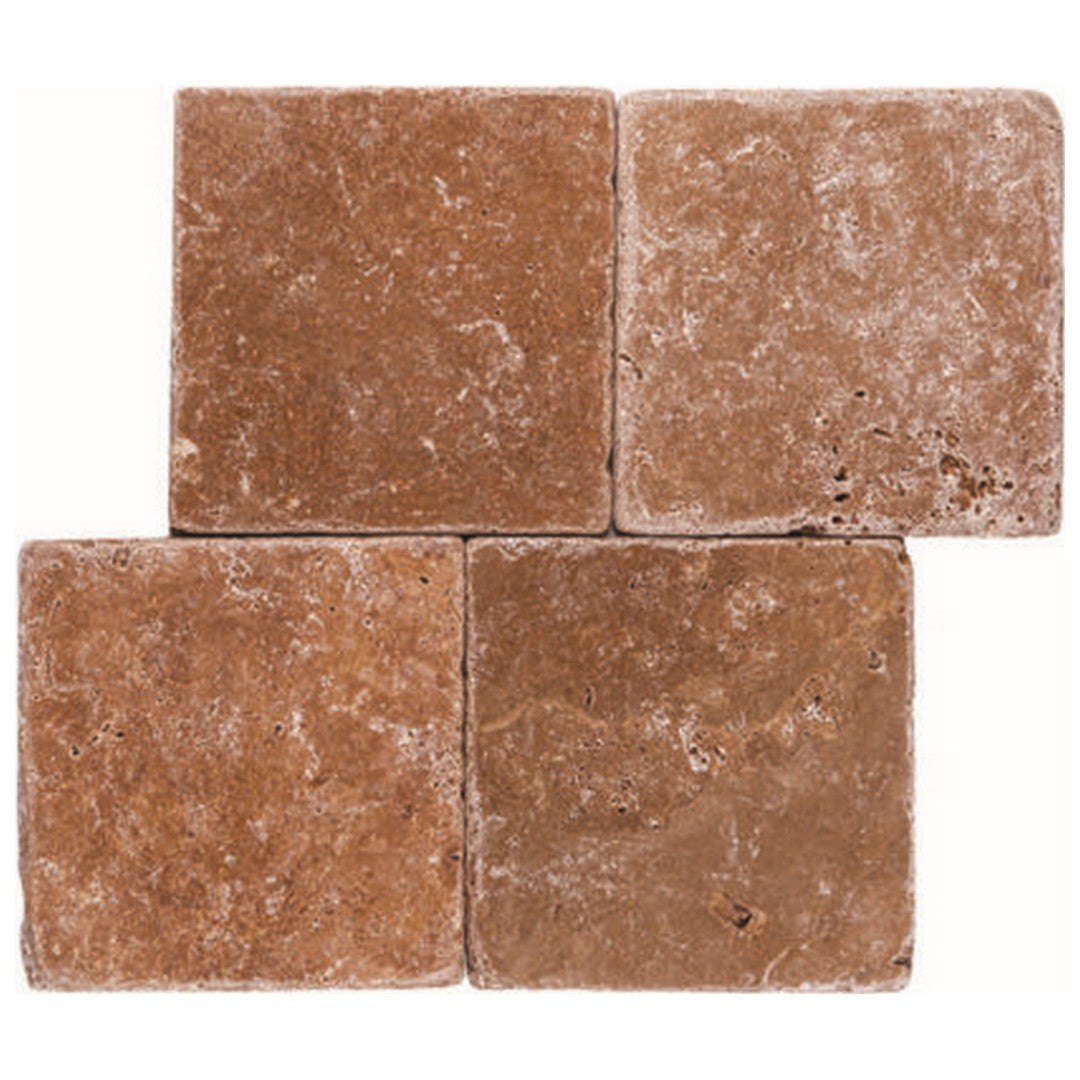 Keystone 6" x 6" Noce Tumbled Travertine Tile-Noce