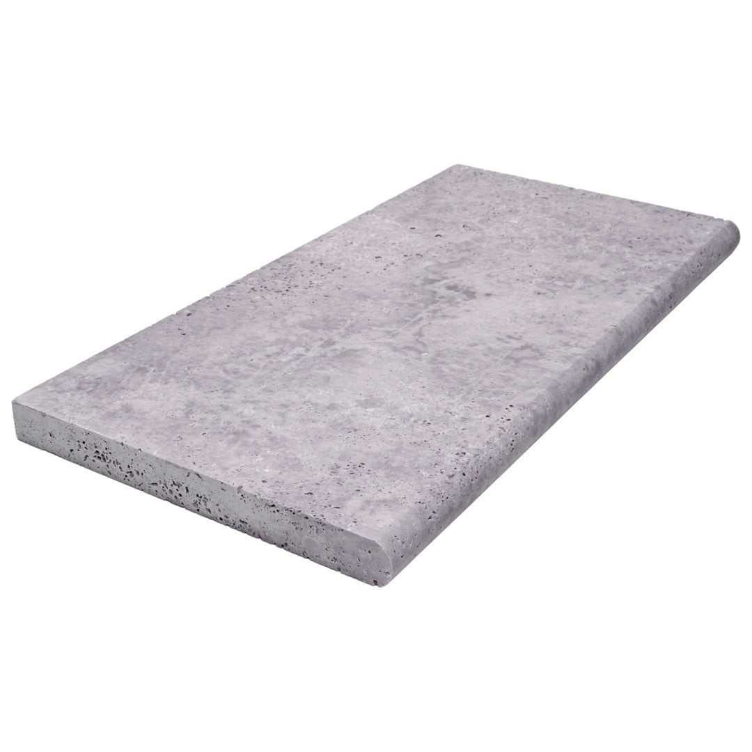 Keystone 12" x 24" Cleopatra Gray Sandblasted Marble Bullnose Coping