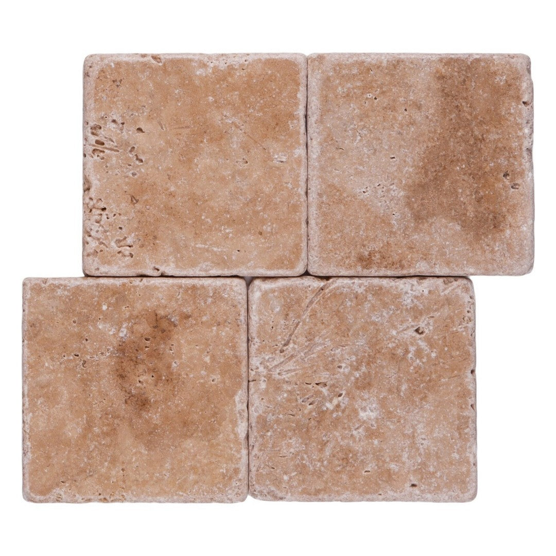 Keystone 6" x 6" Ivory Light Sandblasted Travertine Paver-Ivory Light