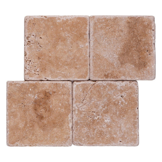 Keystone 6" x 6" Ivory Light Sandblasted Travertine Paver-Ivory Light
