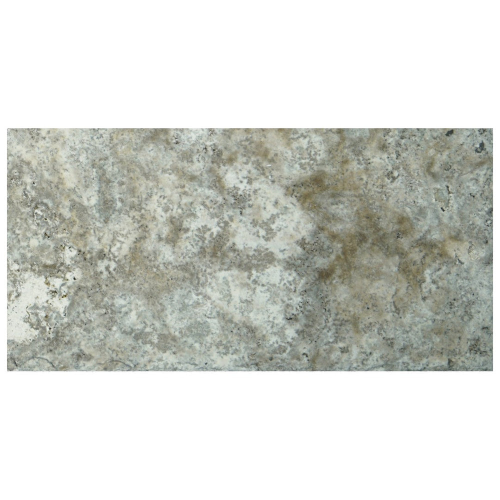 Keystone 12" x 24" Premium Silver Travertine Bullnose Coping
