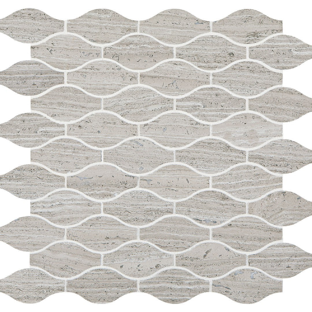 Daltile-Natural-Stone-Limestone-13-x-14-Polished-3x1.5-Marquise-Mosaic-Cheniile-White