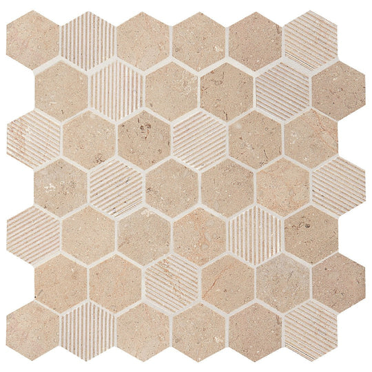 Daltile-Natural-Stone-Limestone-12-x-13-Mix-2-Hexagon-Mosaic-Corton-Sable