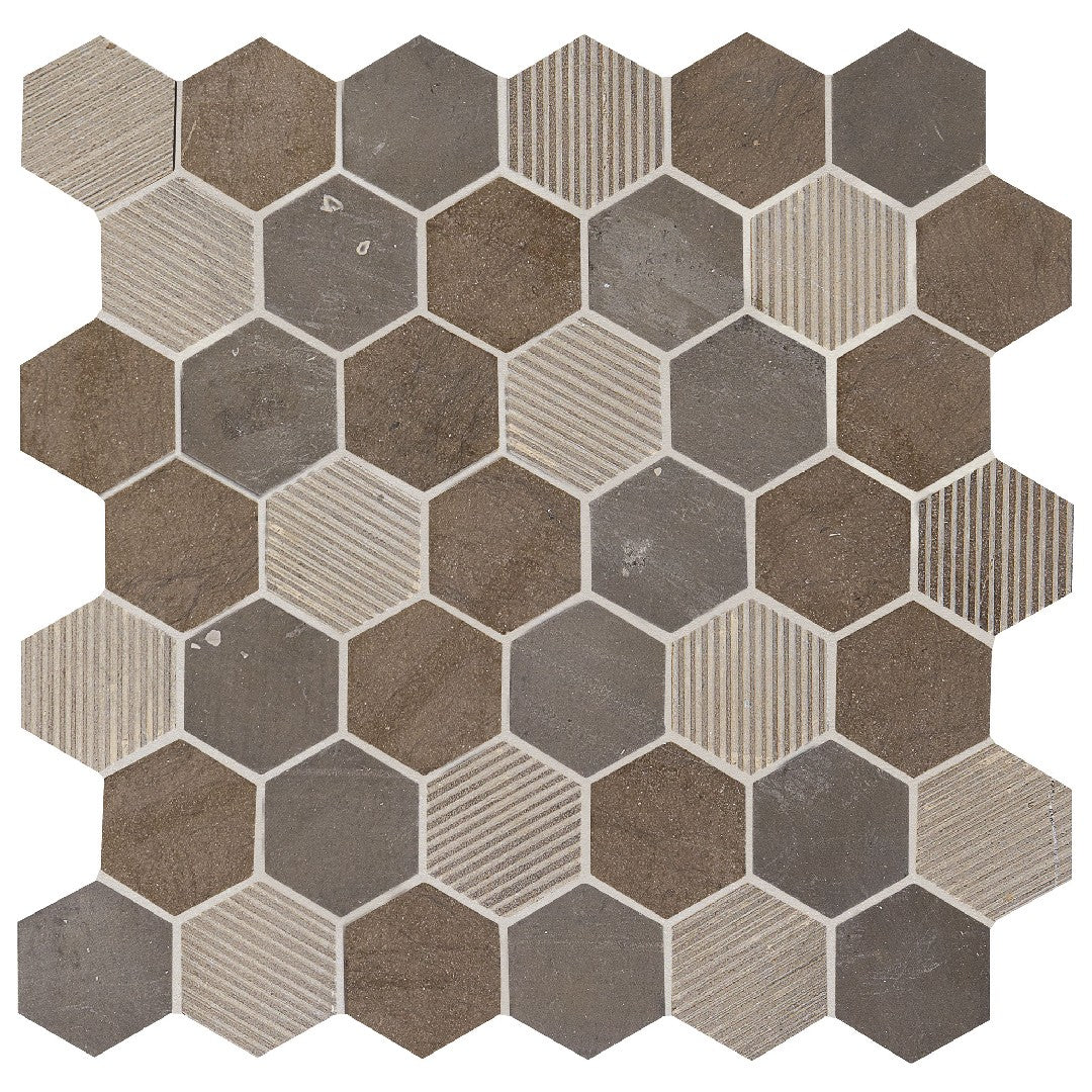 Daltile-Natural-Stone-Limestone-12-x-12-Mix-2-Hexagon-Mosaic-Sormonne-Brun