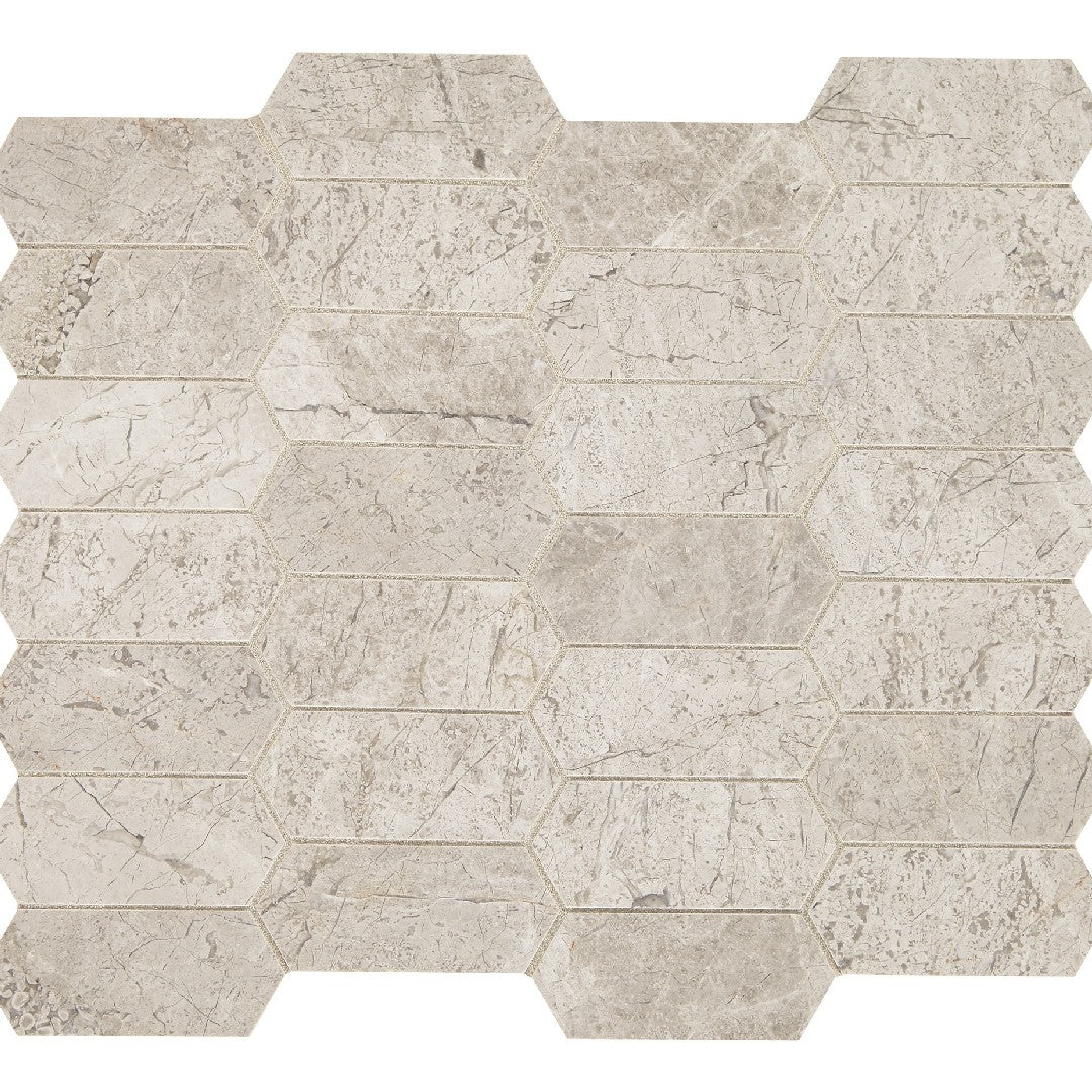 Daltile-Natural-Stone-Limestone-12-x-14-Honed-2x4-Elongated-Hexagon-Mosaic-Arctic-Gray