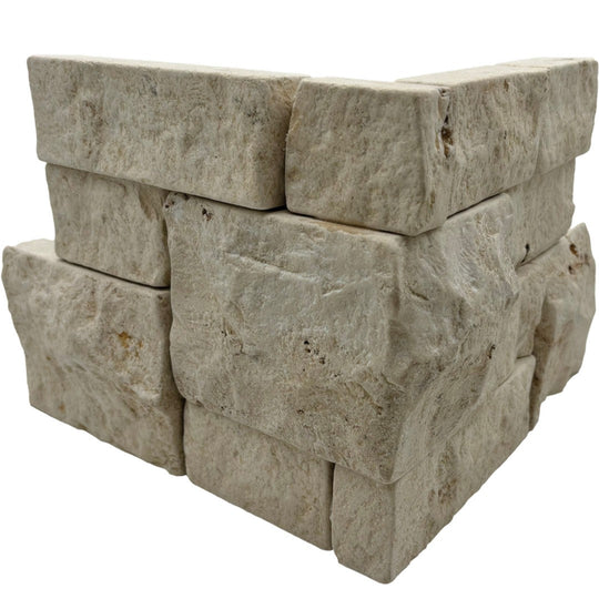 Bedrosians Limestone 8" x 18" Wired Mesh Tumbled Ledger Corner