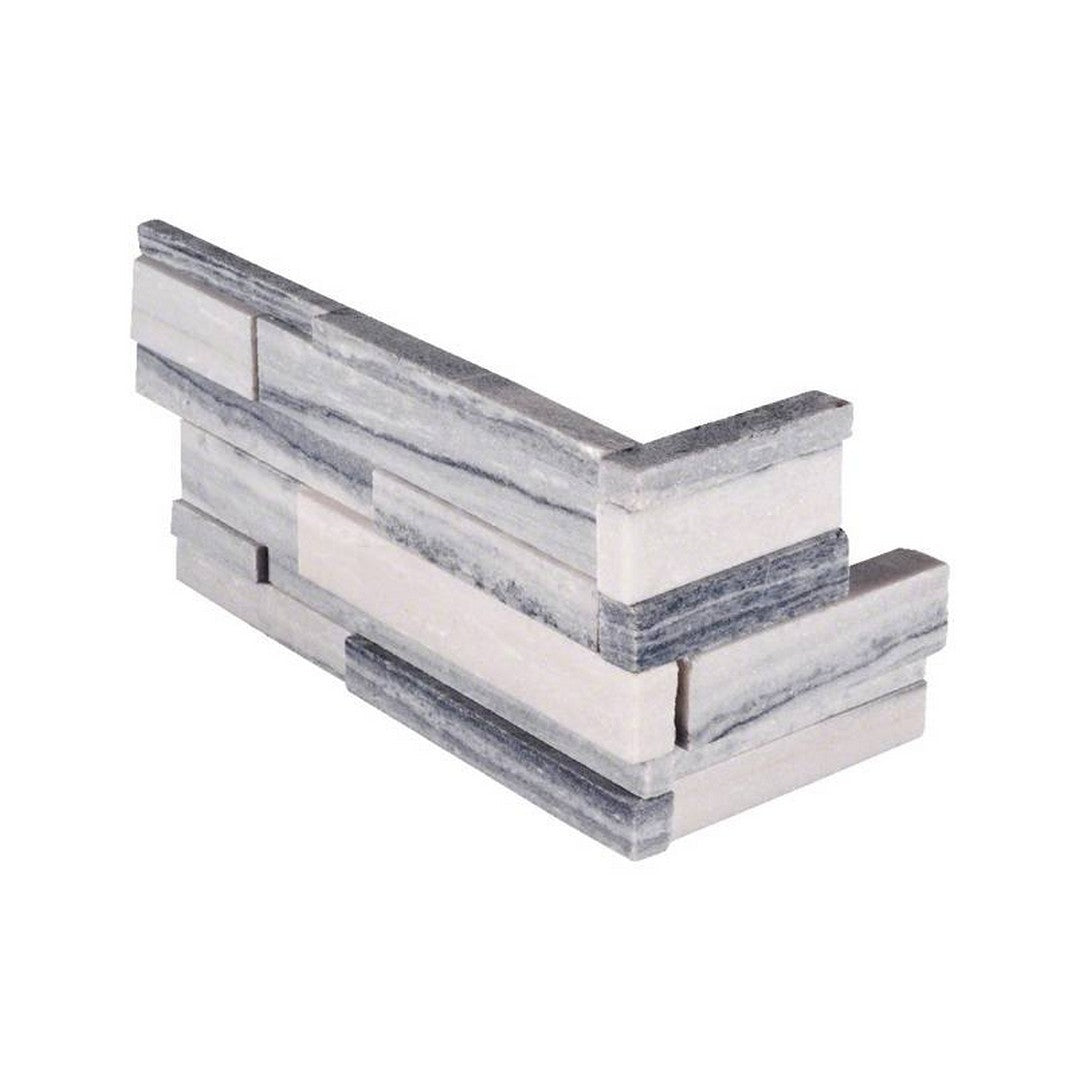 MS International RockMount Alaska Gray 3d 6" x 18" Honed Stacked Stone Panel 3D Marble Ledgestone Corner