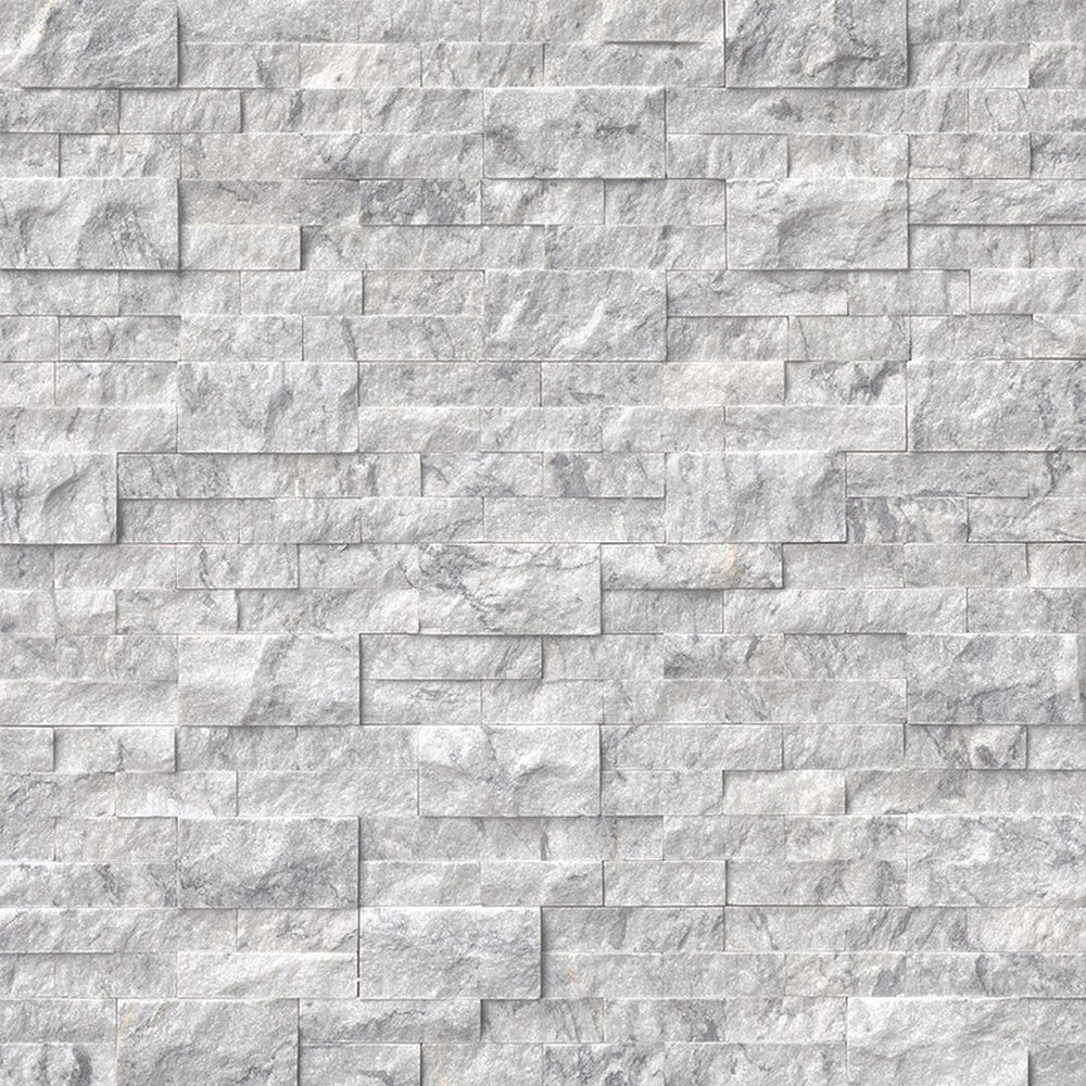 MS International RockMount Arabescato Carrara 6" x 24" Split Face Stacked Stone Panel Marble Ledgestone