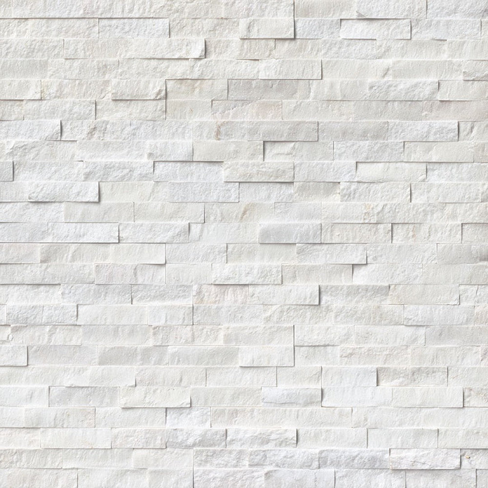 MS International RockMount Cosmic White 6" x 18" Split Face Stacked Stone Panel Marble Ledgestone Corner