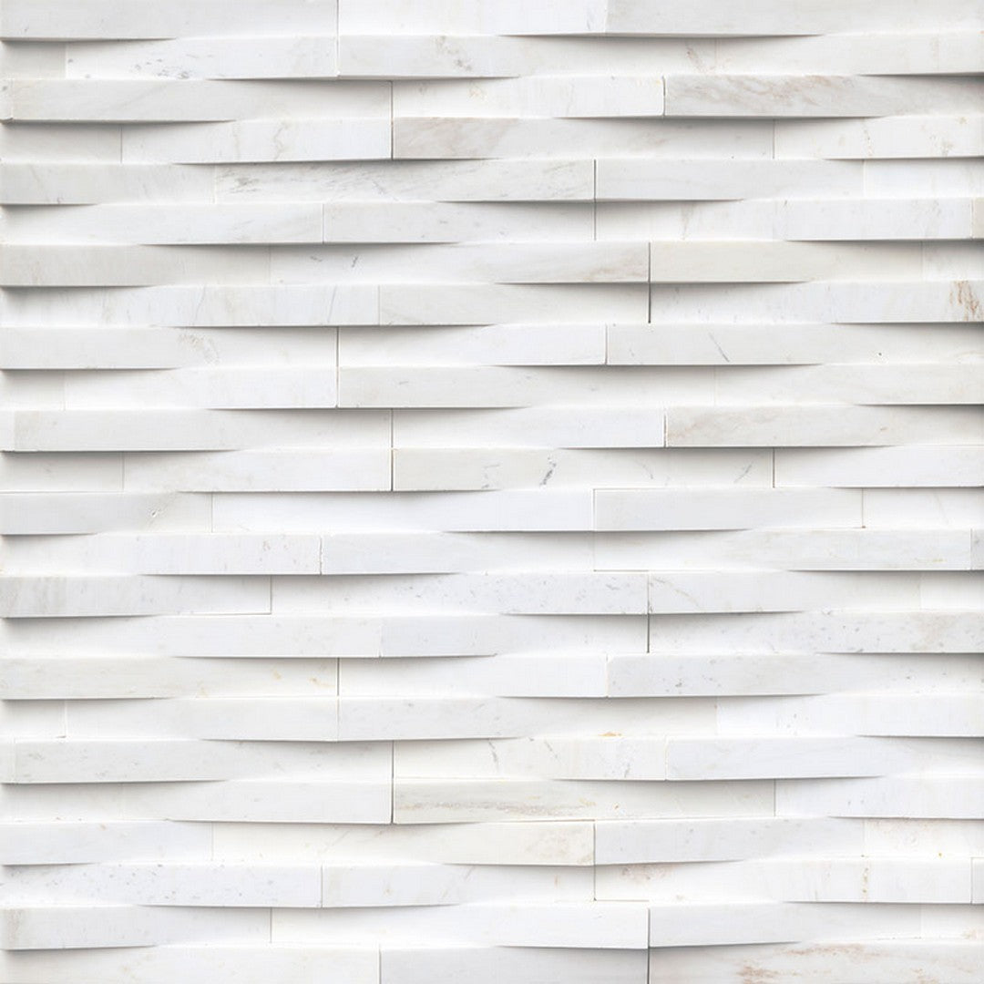 MS International RockMount Cosmic White Wave 6" x 24" Honed Stacked Stone Panel 3D Marble Ledgestone