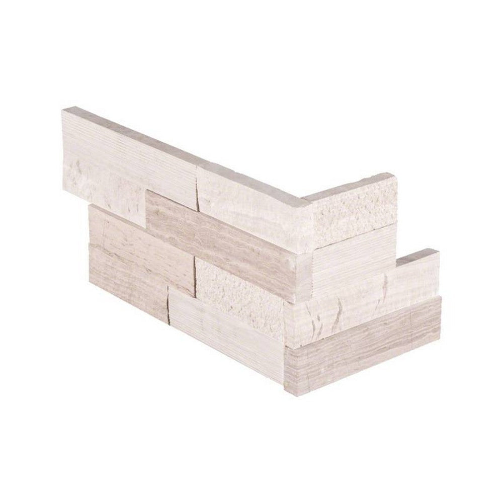 MS International RockMount White Oak Multi 6" x 18" Mixed Stacked Stone Panel Marble Ledgestone Corner