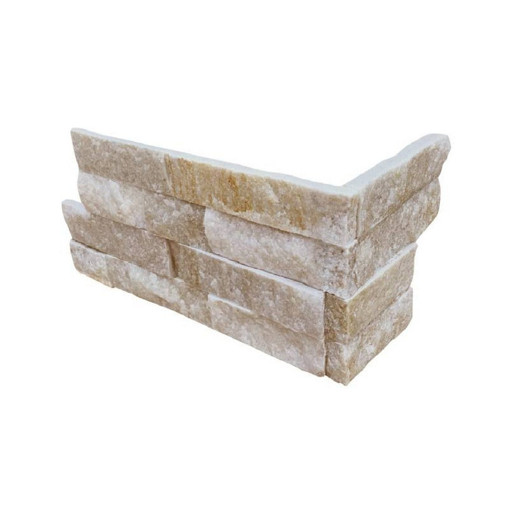 MS International RockMount Arctic Golden 6" x 18" Split Face Stacked Stone Panel Quartzite Ledgestone Corner