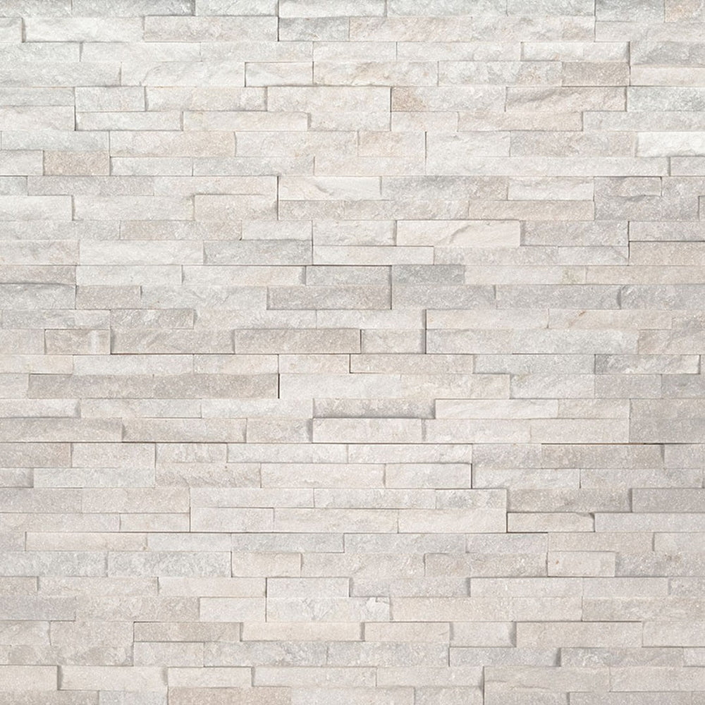 MS International RockMount Arctic White 4.5" x 16" Split Face Stacked Stone M Panel Marble Mini Ledgestone