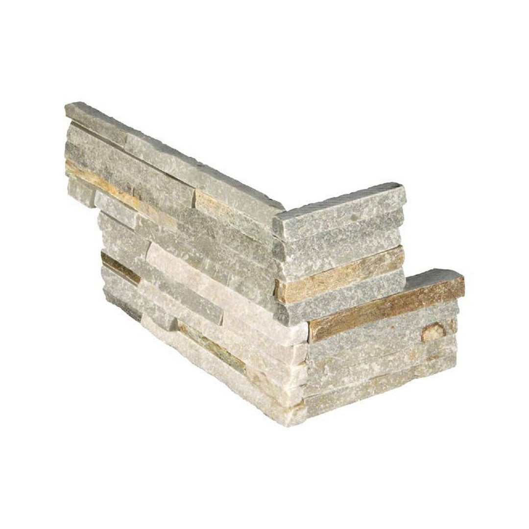 MS International RockMount Golden Honey Pencil 6" x 18" Split Face Stacked Stone Panel Quartzite Ledgestone Corner