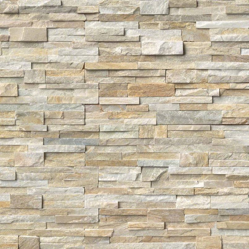 MS International RockMount Golden Honey 6" x 24" Split Face Stacked Stone Panel Quartzite Ledgestone