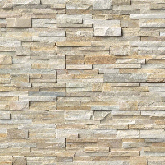 MS International RockMount Golden Honey 6" x 24" Split Face Stacked Stone Panel Quartzite Ledgestone